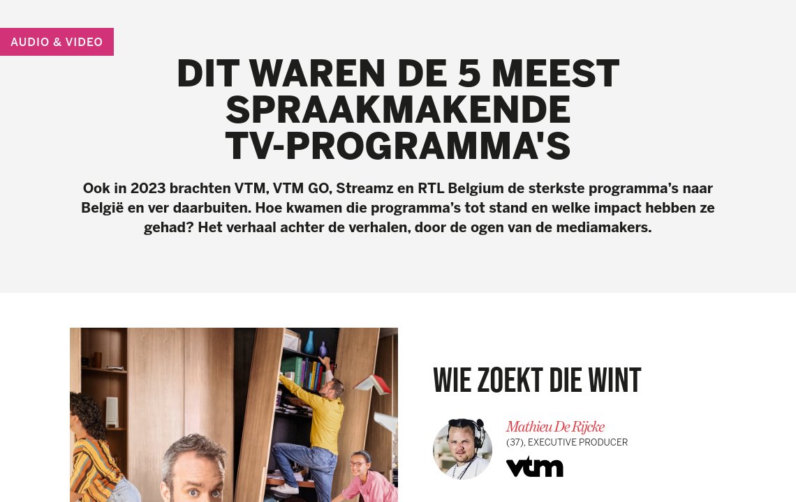 Tv Programma's Spraakmakende TV-programma's - DPG Media jaarverslag 2023